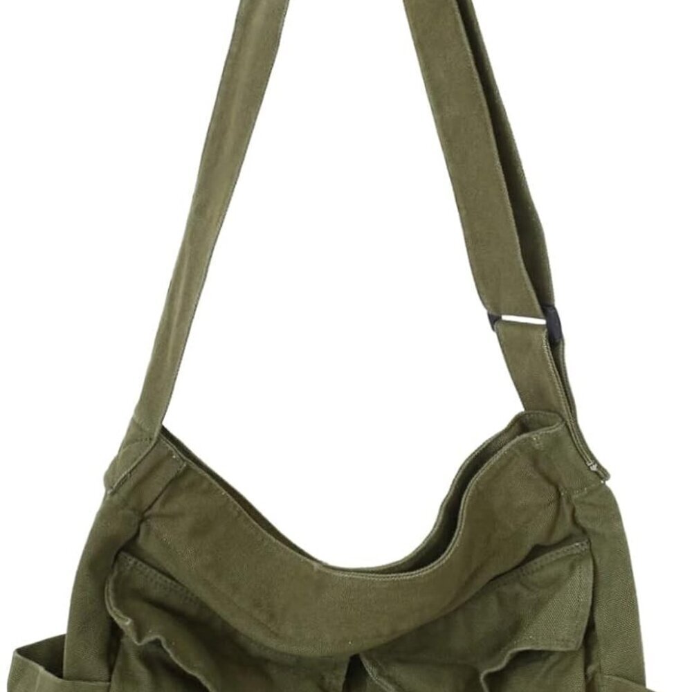 Canvas Messenger Bag Large Capacity Tote Crossbody Shoulder Bag for Men Women